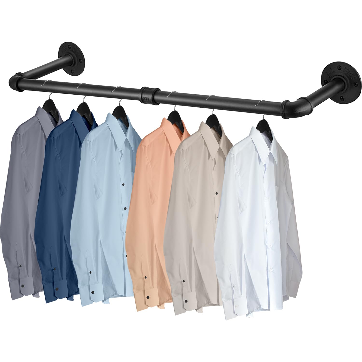 Lighterday 90cm Wall Mounted Clothes Rail Industrial Clothes Rail Metal Heavy Duty Clothes Rail Detachable Hanging Rails for Clothes Tidy Rail for Bedroom Cloakroom (90CM)