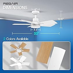 Regair Small Ceiling Fan With Light 32 Inch, Remote