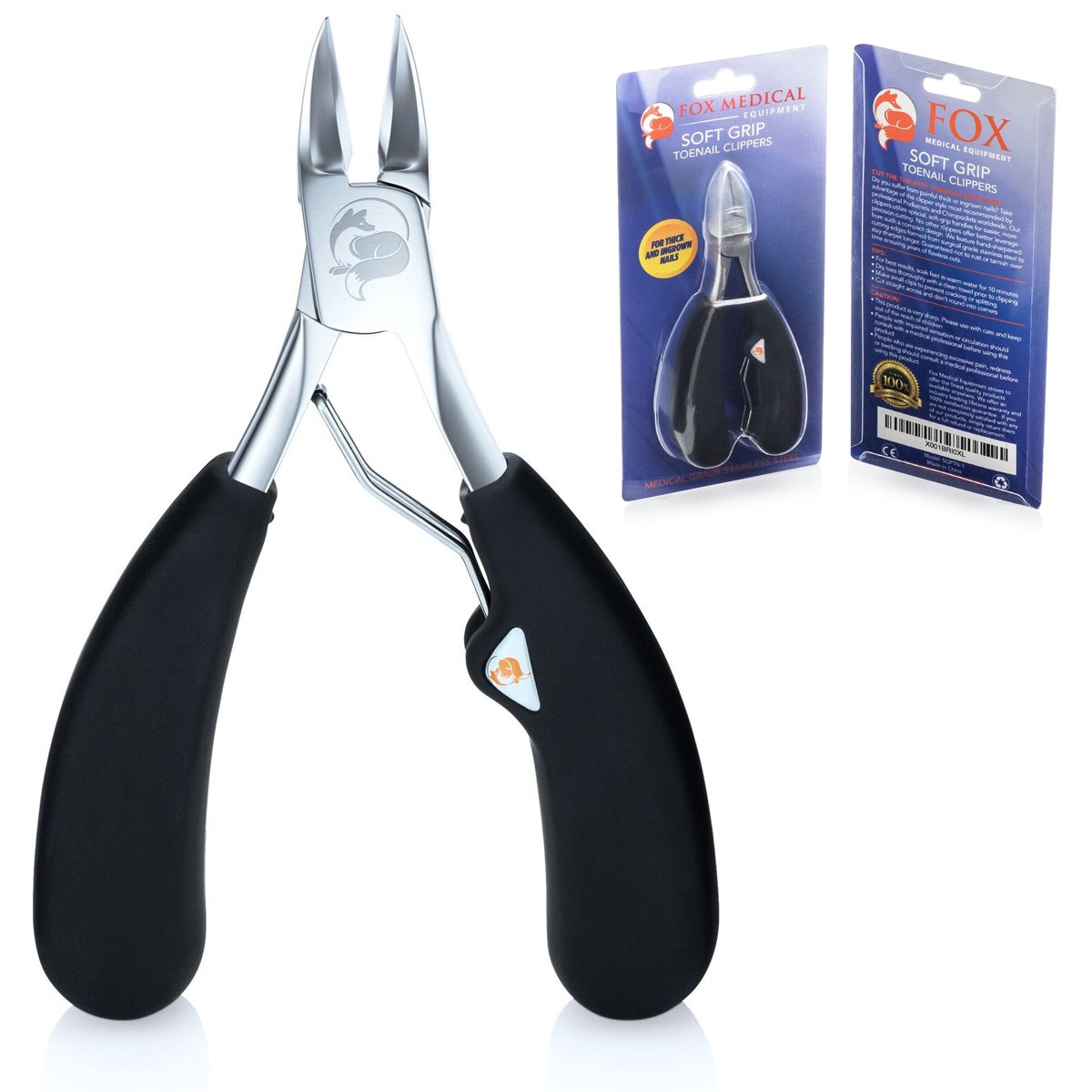 The Original Soft Grip Toenail Clippers by Fox Medical - Surgical Grade Stainless Steel Nail Nippers: Beauty