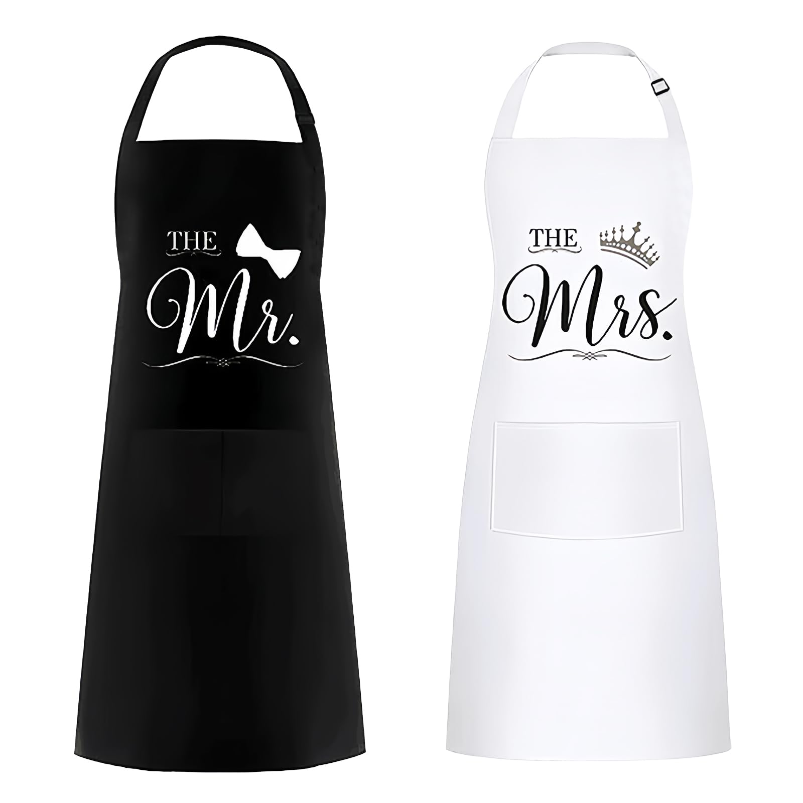 2PCS Couple Aprons Set, Home Kitchen Matching Aprons for Couples, Perfect Valentine's Day Christmas Wedding Halloween Gifts