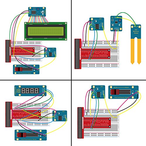 Adeept 46 Modules Ultimate Sensor Kit for Raspberry Pi 3,2 B/B+, BMP180, DHT11, with C and Python Code, 150 Pages PDF Guidebook