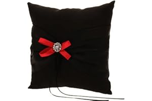 EBTOYS Wedding Ring Pillow Wedding Ring Cushion Ring Bearer Pillow，Black & Red，7.8 7.8 inch
