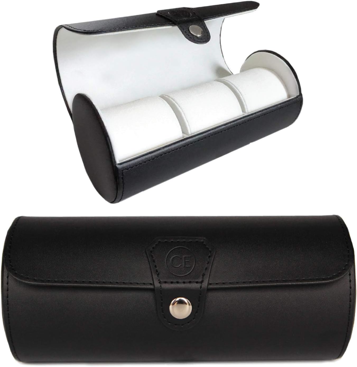 CASE ELEGANCE Vegan Leather Travel Watch Case Roll Organizer Classic Black: Home & Kitchen