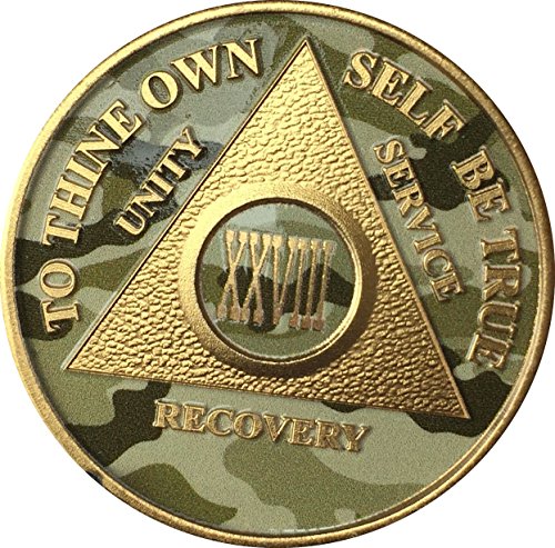 28 Year AA Medallion Camo Gold Plated Anniversary Chip Camouflage Color