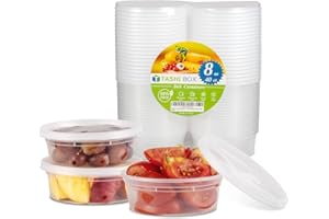 TashiBox [8oz-40 Sets Plastic Containers with Airtight Lids, Food Storage Containers, Deli, Slime, Soup, Meal Prep Containers | BPA Free | Stackable | Leakproof | Microwave/Dishwasher/Freezer Safe