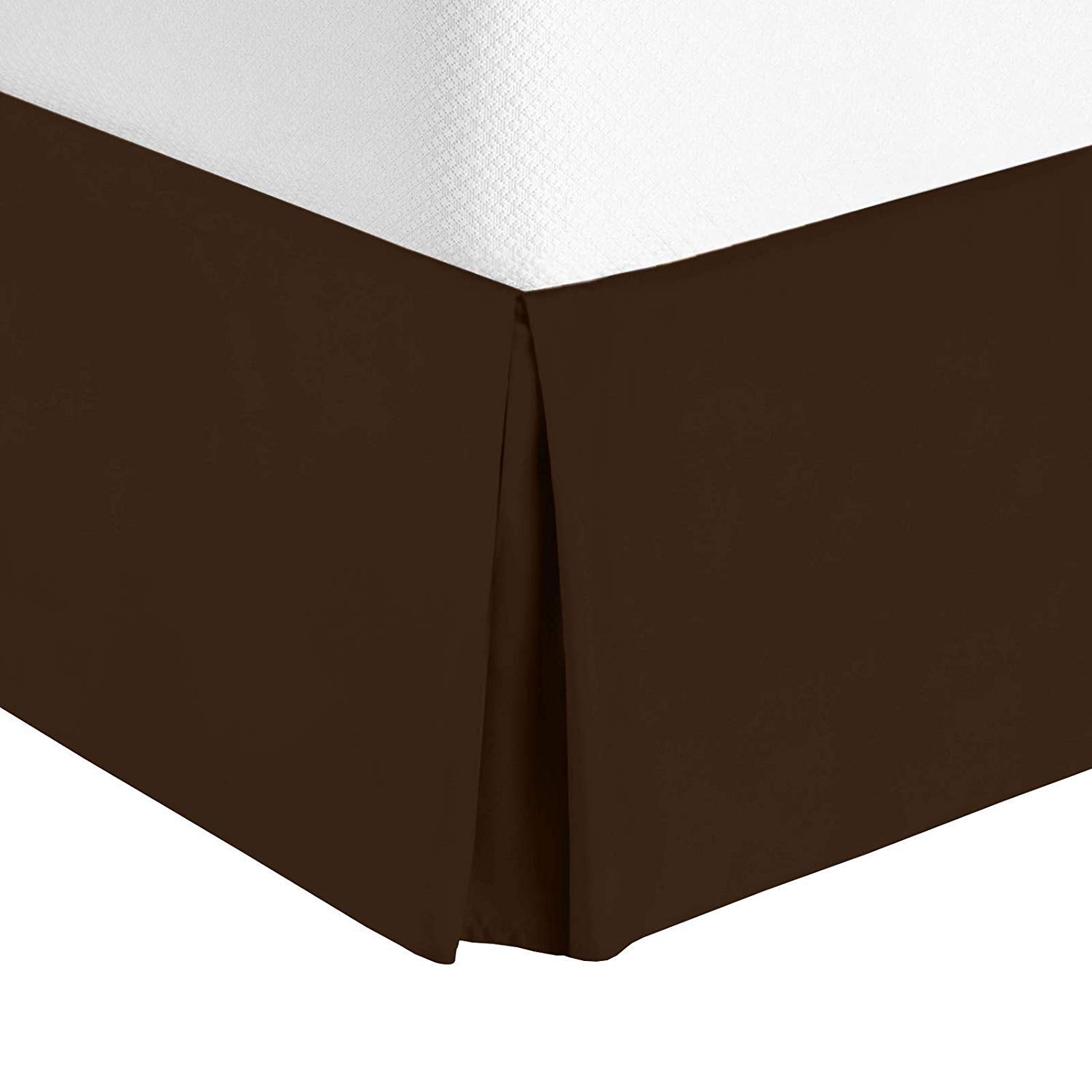 Photo 1 of Valencia Beddings Split Corner Bed Skirt 18 Inch Drop Queen Size 100% Natural Cotton Wrinkle and Fade Resistant Queen Size, Brown Solid
