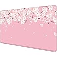 SXCKANG Cherry Blossom Desk Mat Cute, Pink Sakura Large Gaming Mouse Pad, Japanese Floral Flowers Wide Desk Pad Desk Decor, 31.5 x 15.7 Inch, Anime Aesthetic