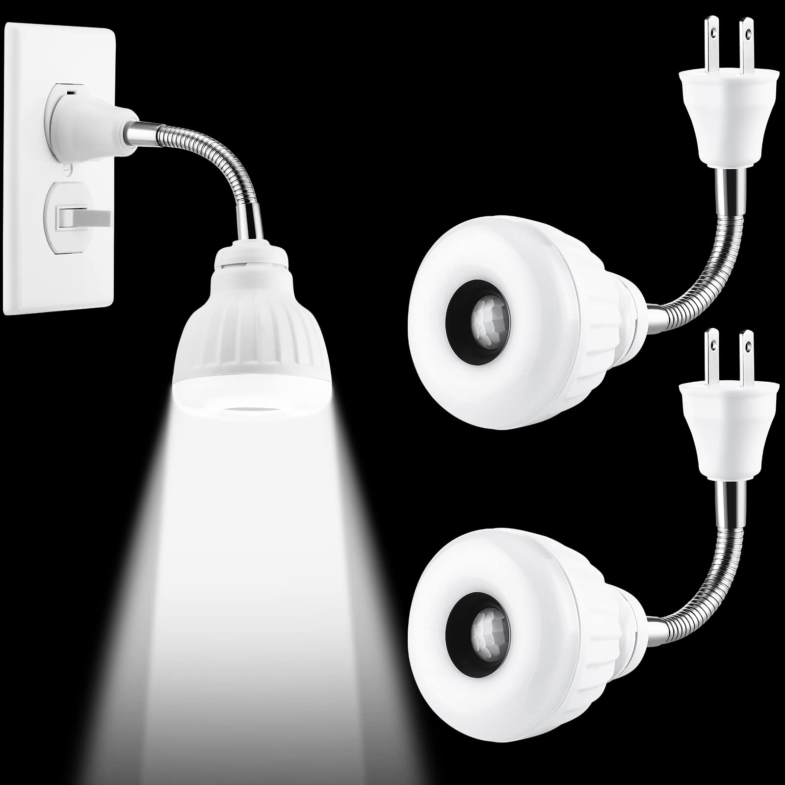 Photo 1 of ** PARTIAL SET/ ONLY 1 *** Yahenda 3 Piece Plug in Motion Sensor Light Indoor 5W PIR Infrared Motion-Activated Led Night Light for Air Conditioner Outlet, 360° Rotatable Sensor Detector Plug Outlet in for Wall Garage, White
