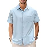 GSOU SNOW Mens Fishing Shirts Short Sleeve Button Up Hiking Shirt Cooling Quick Dry Vented