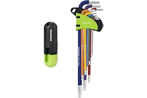 SAKSIAPRO Metric Allen Wrench Set with Ball End, 9-Piece(1.5mm-10mm) Long Arm Hex Key Set with T Handle