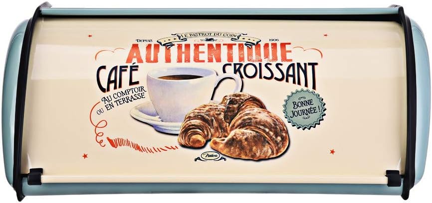 Shotbow Metal Bread Box Bin with Roll Top Lid Bread Storage Bread Holder for Kitchen Countertop Bread Keeper Storage Containers Home Kitchen Gifts for Bread, Dinner, Pastries, Baked Goods (Blue)