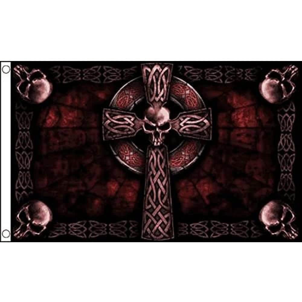 AZ FLAG - Skull With Cristian Cross Flag - 3x5 Ft - 100D Polyester Pirate Banner with Two Metal Grommets - Fade Resistant - Vivid Colors - 3' x 5' Feet - 150x90 Cm