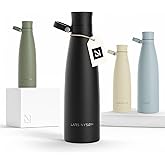 LARS NYSØM Stainless Steel Insulated Water Bottle 25oz 34oz | Insulated Thermo Flask for Hot and Cold Beverages | Leakproof Drinking Bottle (Carbon Black, 25.4oz)