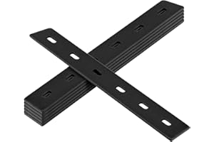 heneng 6 Pack Flat Mending Plates Black 14x1½x⅛ inches Heavy Duty Metal Mending Joining Plates with Slotted Hole, Straight Br
