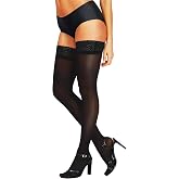 HONENNA Semi Sheer Stay Up Lingerie Thigh High Stockings Lace Top Size A-F