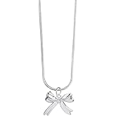 Yepelesi Bow Necklace for Women Stainless Steel Gold Silver Plated Bowknot Pendant Trendy Daily Wear Party Jewelry Gift