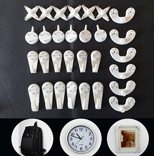 Jack Seller@ 30 Pack Non-Trace Hardwall Drywall Picture-Hanging Hook Clock Hanger Wall Picture Hook Frame for Hanging Paintings Wedding Photos Mirror Wall Studs (BL-QDX30)