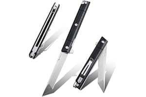 FORESAIL Flipper Pocket Folding Knife,DC53 Steel Blade and G10 Handle. With pocket clip and glass breaker,men's pocket knife hiking trip EDC tool Knife (Stone Wash Blade-T)