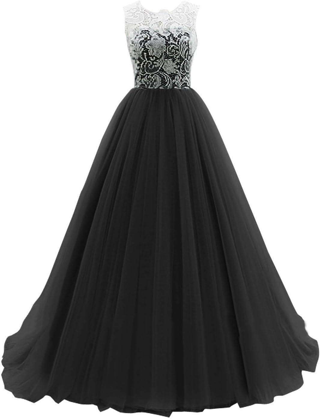 JY FASHION Women's Ruched Sleeveless Lace Long Evening Dress Prom Gown #01 US 22 Black