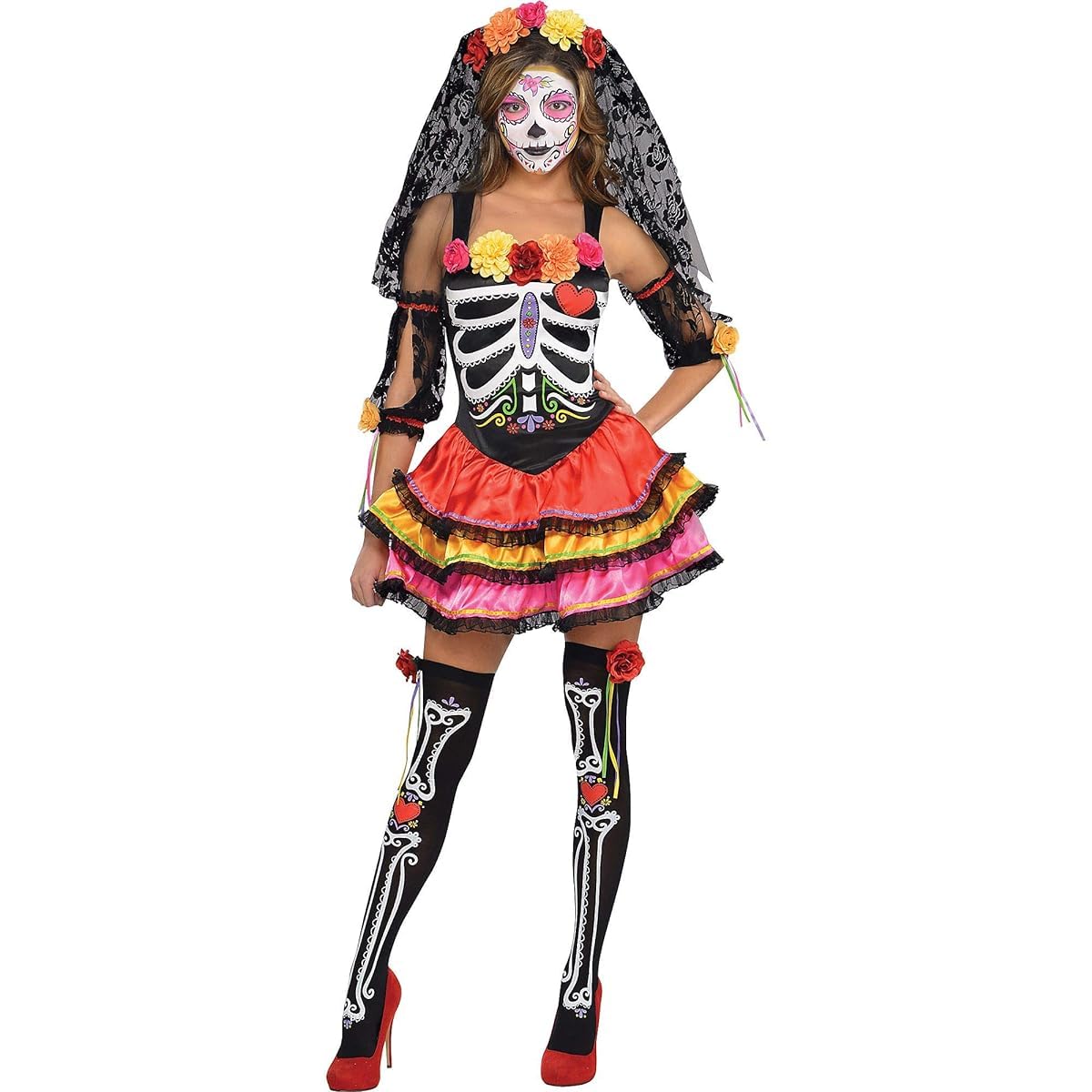 amscan New Womens Halloween Day of the Dead Senorita Fancy Dress Party Costume