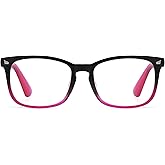 Reducblu Square Reading Glasses for Women - Oversized Readers Ladies - Black Purple Frame +4.00