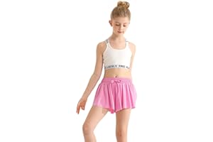 EQSJIU Girls Butterfly Shorts with Spandex Liner Preppy Flowy Athletic Shorts Skirts for Sports, Running, Dance, Cheerleading
