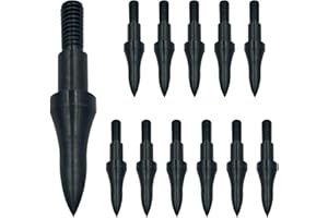 Hijiwannr Archery Points 75/100/125/150 Grains - 12pcs Stainless Steel 5/16 Inch Screw-in Bullet Points, Arrow Tips for Crossbow, Recurve & Compound Bow, Target Practice & Hunting