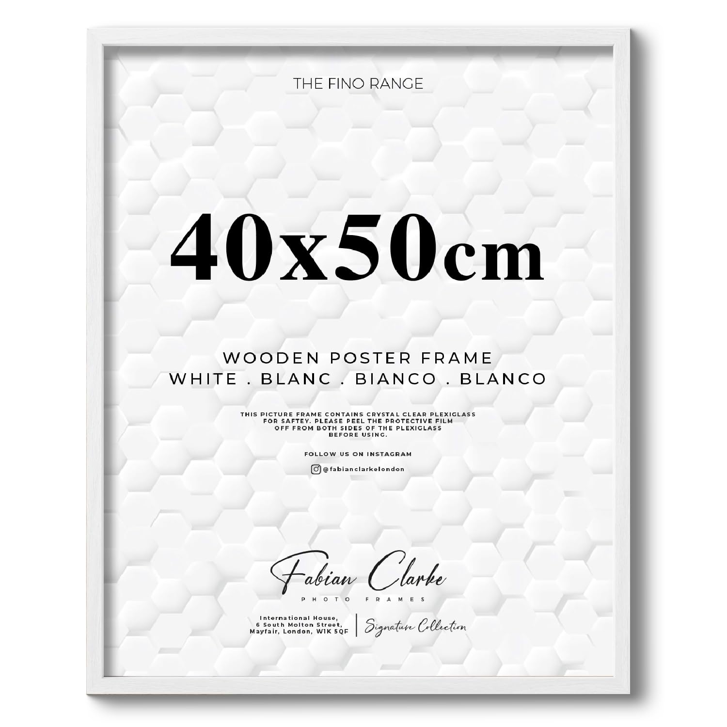 Thin Wooden Picture Frame for Posters Poster Prints and Photos with Plexiglass Front For Safety Hang on the Wall in Portrait or Landscape Ideal for Interior Design (40x50cm, White) — image 1