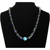 Gemstone Necklace Handmade One of a Kind Men's Woman's Unisex Howlite, Sodalite, Lapis, Serpintine and Ghost Crystal Gemstones Art Jewelry Necklace