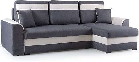 Meublo Petit Canapé Dangle Convertibles 3 Place Tissu Zeno Gris Foncé Canapé Dangle Droit