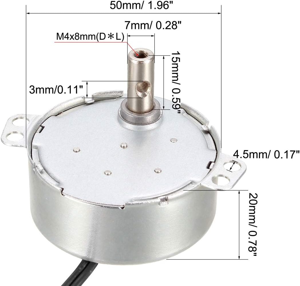 sourcing map Synchronous Motor AC 220-240V 0.9-1.1RPM 50-60Hz CCW/CW 4W Reduction Gear Motor - Image 4