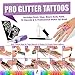 INGALA Pro Glitter Tattoo Kit. 24 Extra Fine Glitter Colors, PRO Tattoo Stencils and Glitter Tattoo Glue for The Perfect Glitter Tattoos Set