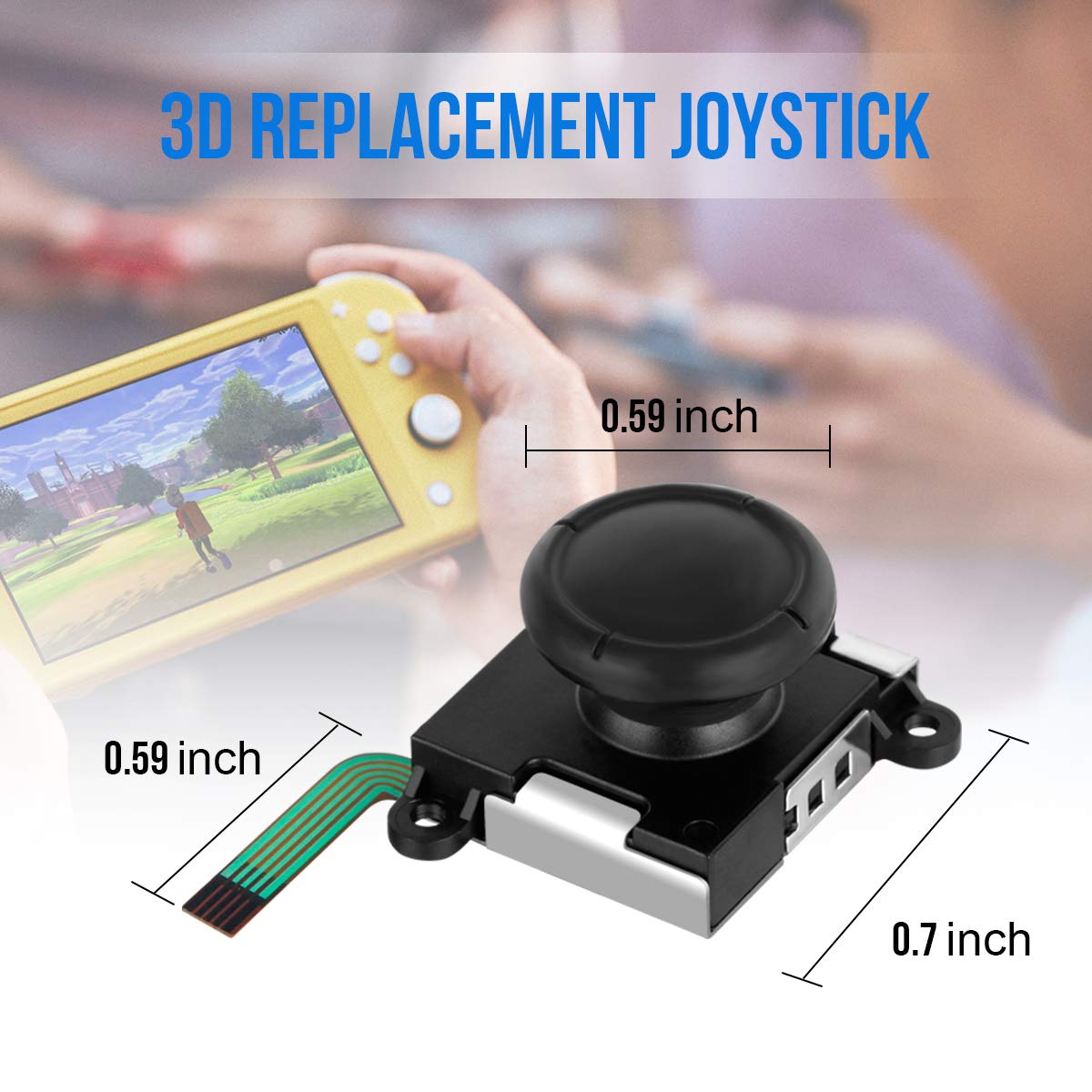 Joycon Joystick Replacement, Nintendo Switch Joy Con Grip Accessories, 3D Replacement Joystick,(24Pcs) -Include 2 Pack Switch Analog Thumb Stick,Tri-Wing,Cross Screwdriver,Pry Tools,4 Thumbstick Caps