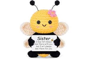 Gleevera Sister Birthday Gifts, Christmas Sister Gifts from Sisters Brother, My Forever Soul Sisters Gift for Women, Mini Crochet Bee Affirmation Support Presents, Cute Handmade Knitted Decor