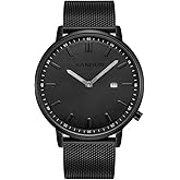 JIANDUN Mens Ultra-Thin Minimalist Wrist Watches for Men Dress Stainless Steel Mesh Band Waterproof(Gun Black)