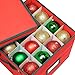 Hangorize Premium Heavy Duty Ornament Fabric Storage Box with Deviders, 4 Removable Trays, Fits 64 Ornaments Balls, Red (1 Pack, Christmas)