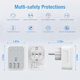 Omivine UK to EU Travel Adapter with 4 USB Ports Type E/F 2500W view 6