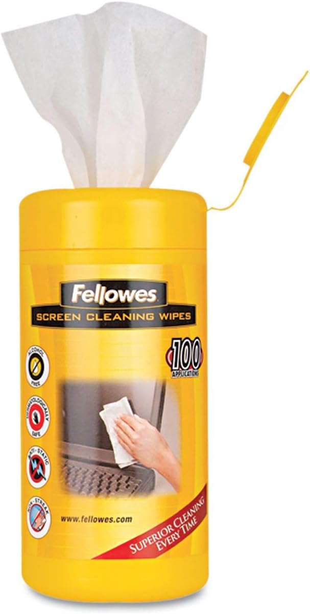 Fellowes Screen Cleaning Wet Wipes, 5.12" x 5.90" 100