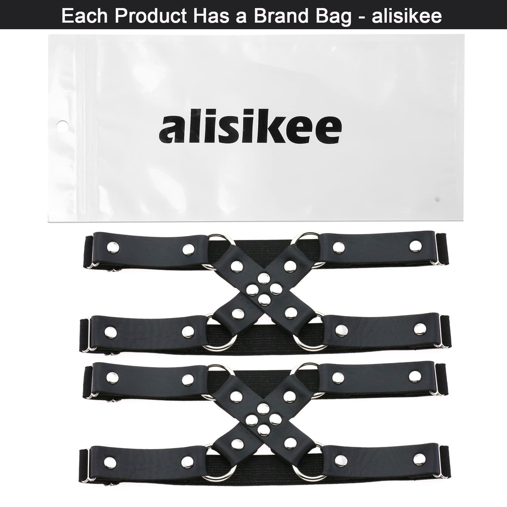 alisikee Adjustable Leg Garter Belt, Elastic Punk Cross Thigh Garters for Women, 1 Pair