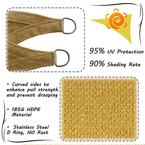 LOVE STORY 12' x 12' x 12' Triangle Sand UV Block Sun Shade Sail Perfect for Outdoor Patio Garden