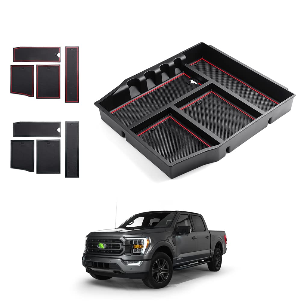 Photo 1 of Autorder Center Console Organizer for Ford F-150 F150 2021-2026 Accessories Armrest Storage Box Secondary Insert Tray with 2 Color Mats