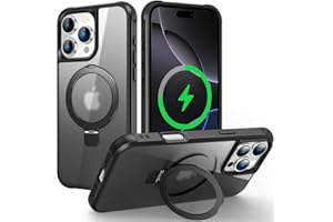 CHAOFEnG Magnetic Compatible with iPhone 16 Pro Case with Stand [Military Grade Drop Tested][Compatible with Magnet] Ring Translucent Slim Hard Back Soft Edge, Black