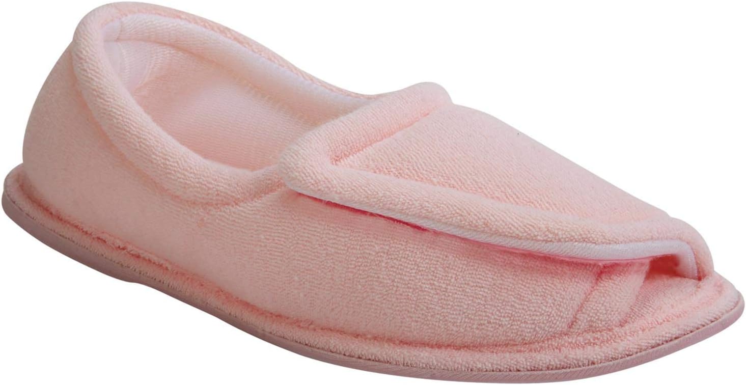 CLINIC SHOE Women's Terry Cloth Comfort Slippers, Adjustable Upper, Medium Width