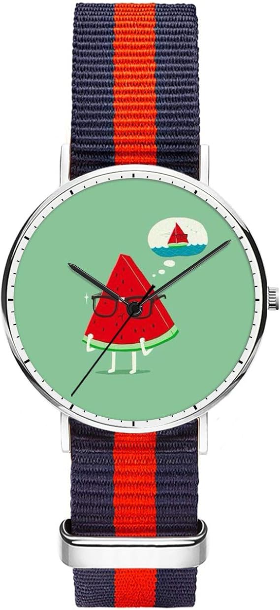 Amazon カスタマイズ 水彩 犬 腕時計 ブルー レッド ブルー ナイロン 時計バンド ブラック 文字盤 プレート 女性用 36mm ファッショナブルな腕時計 女性用 Black Dial Plate スイカ レディース腕時計 腕時計 通販