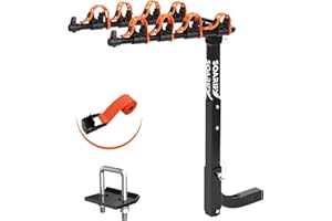 Soarify Bike Rack for Car, SUV, RV, Mount Hitch Bike Back 4, Up to 143 lbs Load Bicycle Rack Carrier Rubber Straps, Tilt Release with 2" Hitch for Cars (4BIKES)