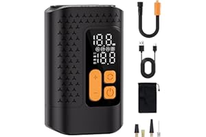 AUCOZA Electric Bike Pump, 160PSI Mini Bike Tire Pump, 4X Fast Bicycle Pump with Digital Pressure Gauge, Bike Air Pump for Mountain Bike, Moto, Car and Balls