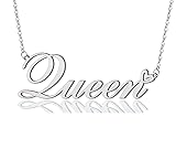 AOLO Queen Heart Name Necklace Silver Stainless