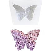 QIOUSHEEP 3D Butterfly Silicone Candle Mold for Wax, Soap and Resin | 3D butterfly silicone mold with floral details for candles, resin, soap, chocolate and romantic handmade gifts.