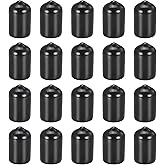 DMiotech 20 Pack 3/8" ID Black Screw Thread Protectors Rubber End Caps Bolt Covers for Screw Bolt Furniture Pipe