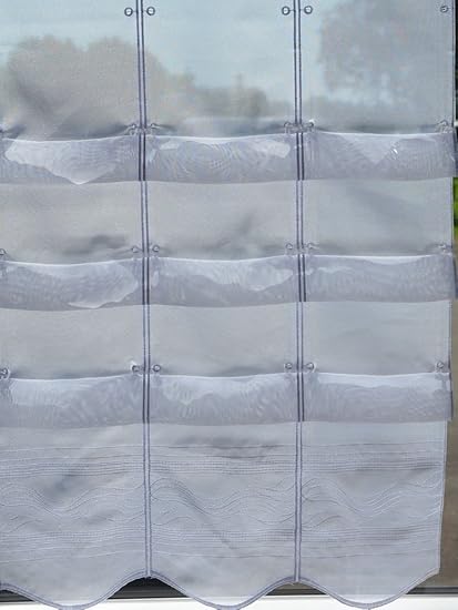 Cliprollo Welle Streifen bestickt weiß mit Höhe 175cm (ungerafft) | Breite der Gardine frei wählbar in 16cm Schritten | Gardi